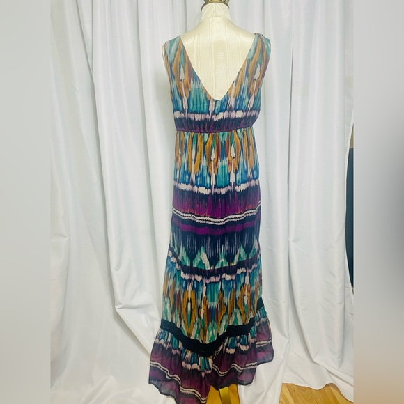 Boho Chic Maxi Dress with Crochet Detail and Frilly Sleeves - Size Large - Picture 9 of 12